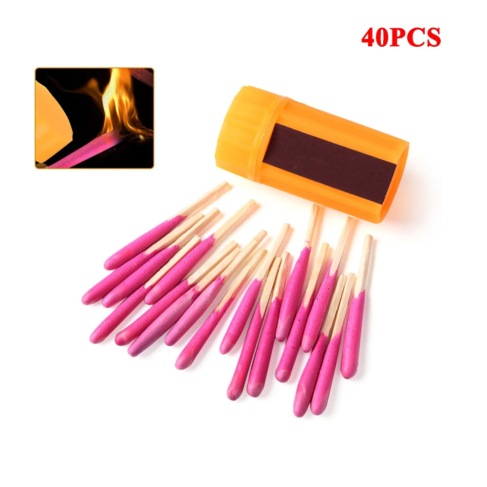 40PCS Outdoor Matches Kit Windproof Waterproof Matches For Outdoor Survival Camping Hiking Picnic Cooking Emergency Tools