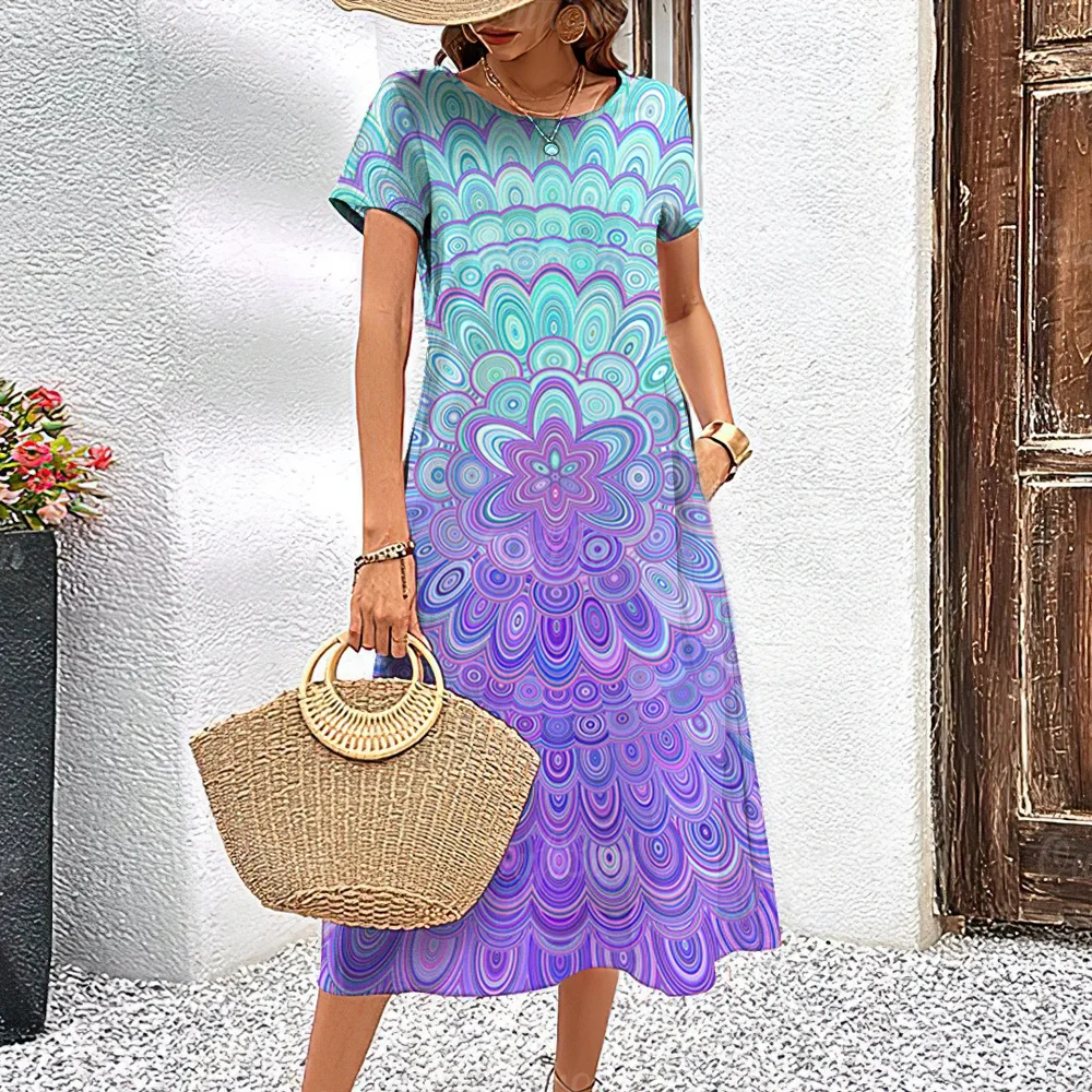 Sfd7bac6cea454733b54982f0b3ab6d720 Summer Women's Dresses Ethnic Fashion Short Dresses Short Sleeve Holiday Elegant Pretty Ladies Dresses Casual 3d Printed Clothing Mallzona