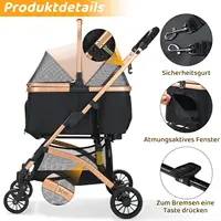 Poussette pliable pour chien, chariot de voyage pour chiot, porte-Buggy, chariot pour chien, sac de Transport pour chats, avec 4 roues 360 ° , Jusqu'à 20 kg 1