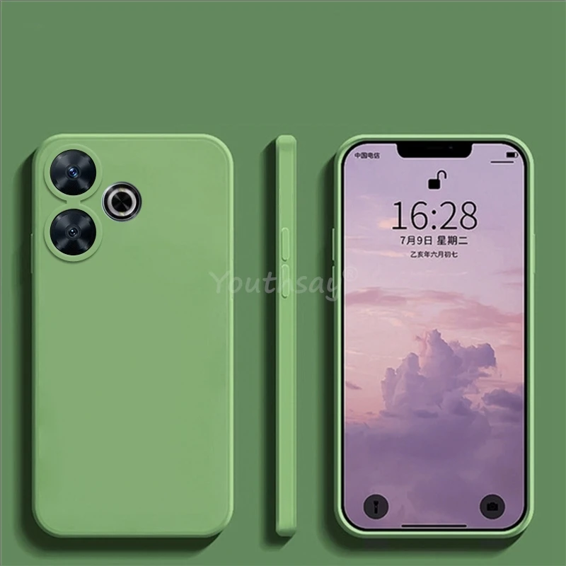 binandteam Cover per Xiaomi Redmi 13 4G (6.79) con 2 Pezzi Vetro Temperato Custodia, Gomma Gel di Silicone tpu Liquida Antiurto Antigraffio Case - Viola