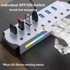 High Speed RGB 7 Ports USB 3.0 HUB Individual Switch 3.0 Adapter Multiport USB A Splitter Aluminum USB Hub For Computer Laptop 4