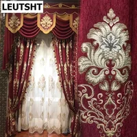 European Style Curtains for Living Decor Dining Room High-end Chenille Embroidered Christmas Curtain Product Customization Sale 2