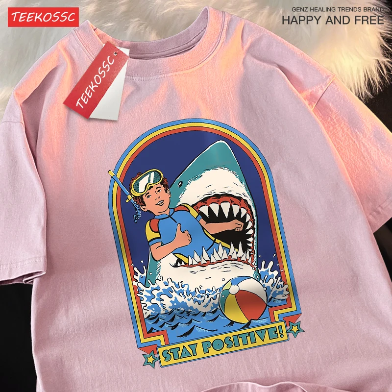 In einer verzweifelten Situation bleiben positiv T-Shirt Männer Frauen Straße Baumwolle Tops übergroße Sommer T-Shirts lässig lose T-Shirt – Detail 14