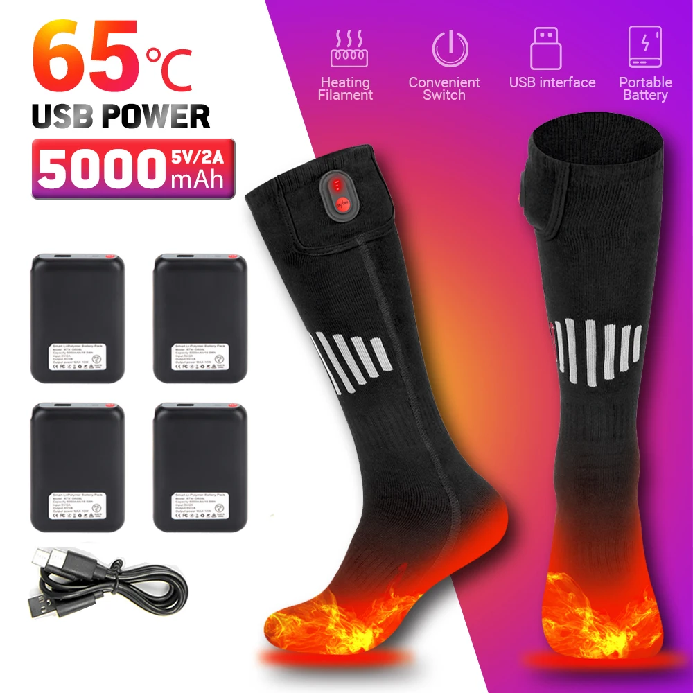 Heated Socks Winter Warm Snowmobile Skiing Heated Socks Rechargeable
