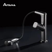 Aitana pengaduk baskom ก๊อกน้ำในห้องน้ำสีดำ LED แบบดิจิทัล, ดีไซน์เรียบง่ายด้ามจับแบบร้อนและเย็น 2