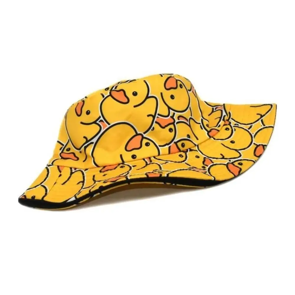 Double Sided Yellow Duck Fisherman's Hat Yellow Duck Pattern Versatile Style Summer Equipment Hat UV Protection Trendy Design