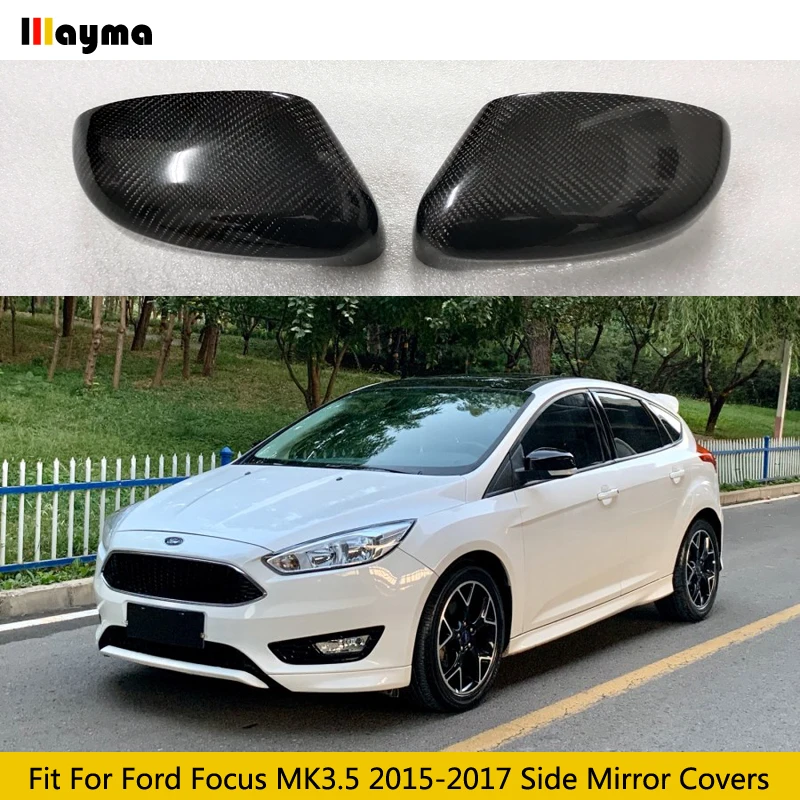 

Carbon Fiber Car Side Mirror Covers 2015 2016 2017 Focus ST RS MK3.5 Stick-on Rearview Mirror Housing Cap Fit For Ford Focus