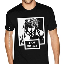 

Wholesale T-Shirt Men I Am Justice Death Note T Shirt Printing Cotton Boyfriend Black Shirt Best Gift