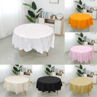 Solid Color Disposable Tablecloth Round Table Cloth Nordic Table Cover for Home Wedding Birthday Christmas Party Decoration 1