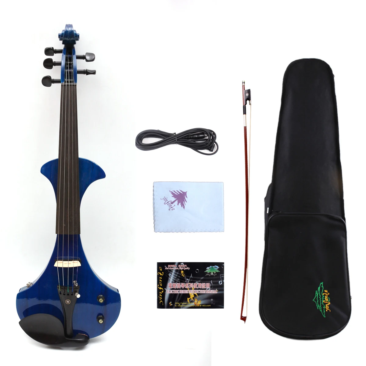 

5 string blue color Yinfente 4/4 Electric Violin Guitar Shape Sweet Sound Free Case #EV24-7