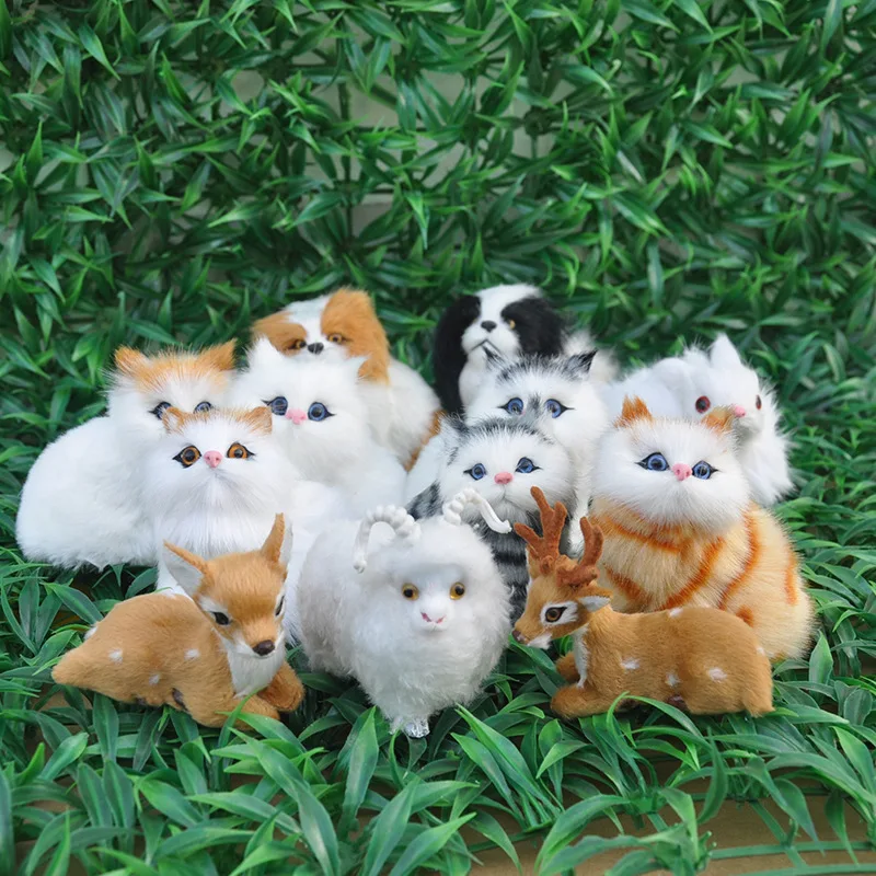 

Kawaii Vocal Flower Basket Lucky Kitten Crafts Imitation Sheep Kids Toy Animal Model Birthday Gift Ornaments Room Decoration