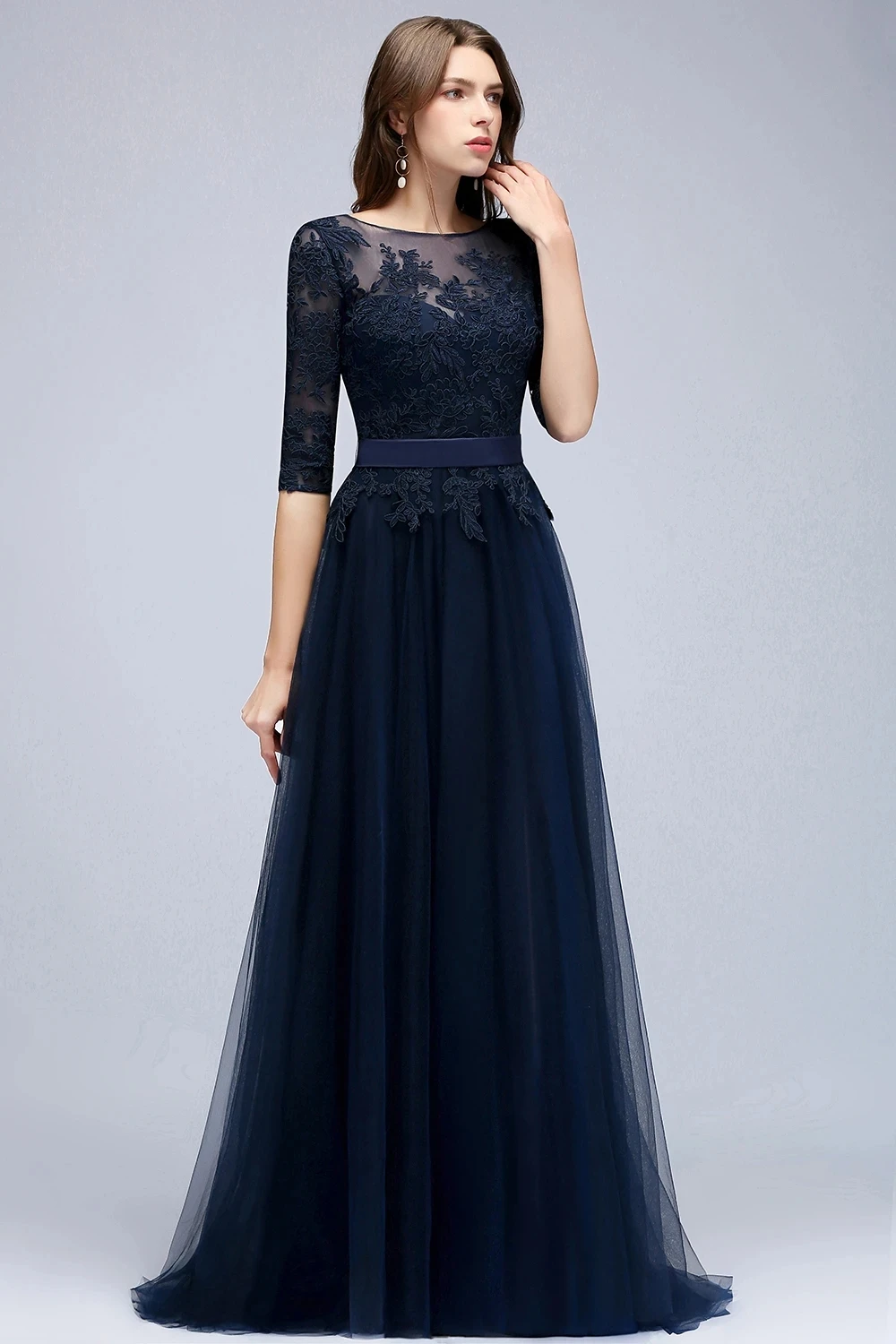Dress for Mother of Bride Illusion Lace Appqulies Bodice Backless Tulle Chiffon Skirt Long Maxi Elegant Woman Gowns