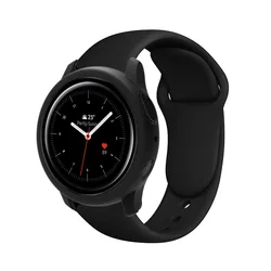 Universal 20mm Strap and Protective Case with Screen Protector Bumper for Smartwatches - Durable and Stylish Watch Band and Cover (Black)