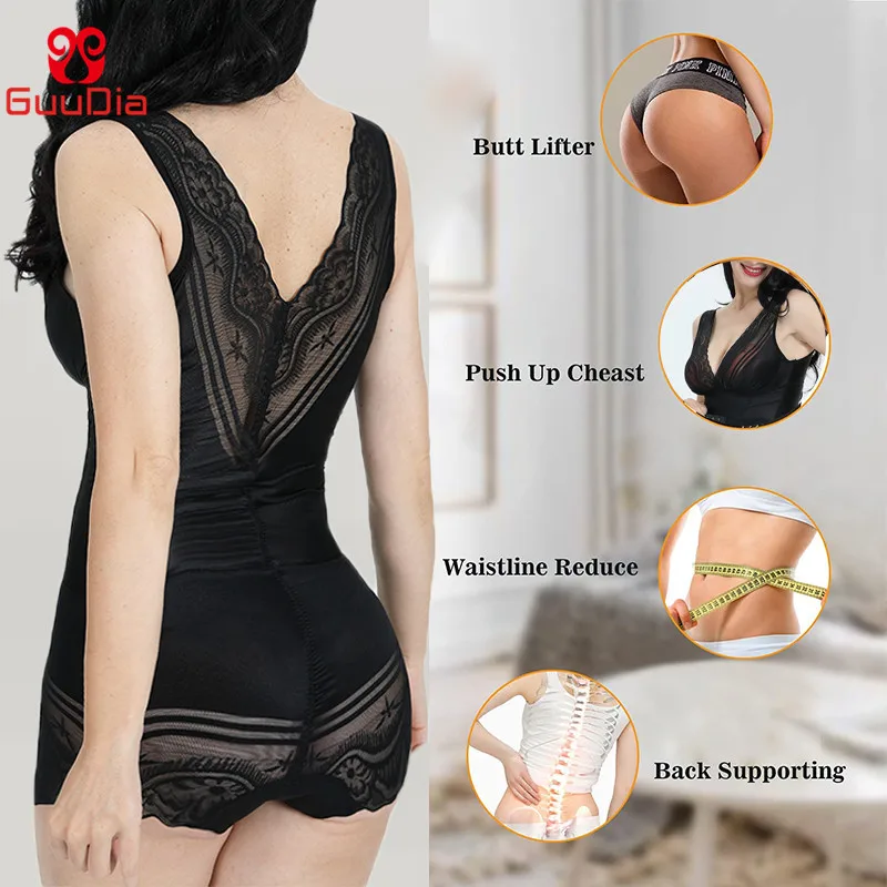 GUUDIA Women Waist Trainer Bodysuit Tummy Control Full Body Shaper Slim Cincher Seamless Shapewear Waist Slimming Bodysuits