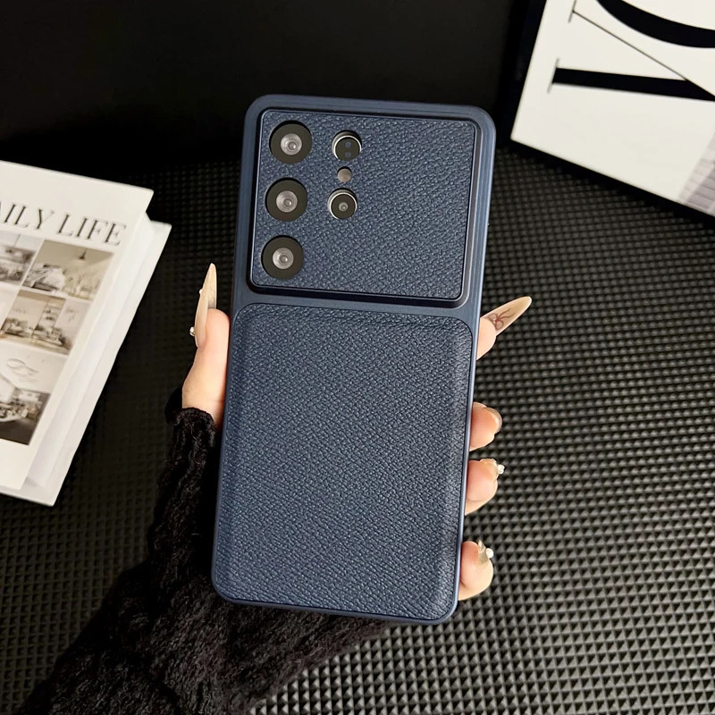 Samsung Galaxy Solid Color Shockproof Leather Case - Durable Back Cover