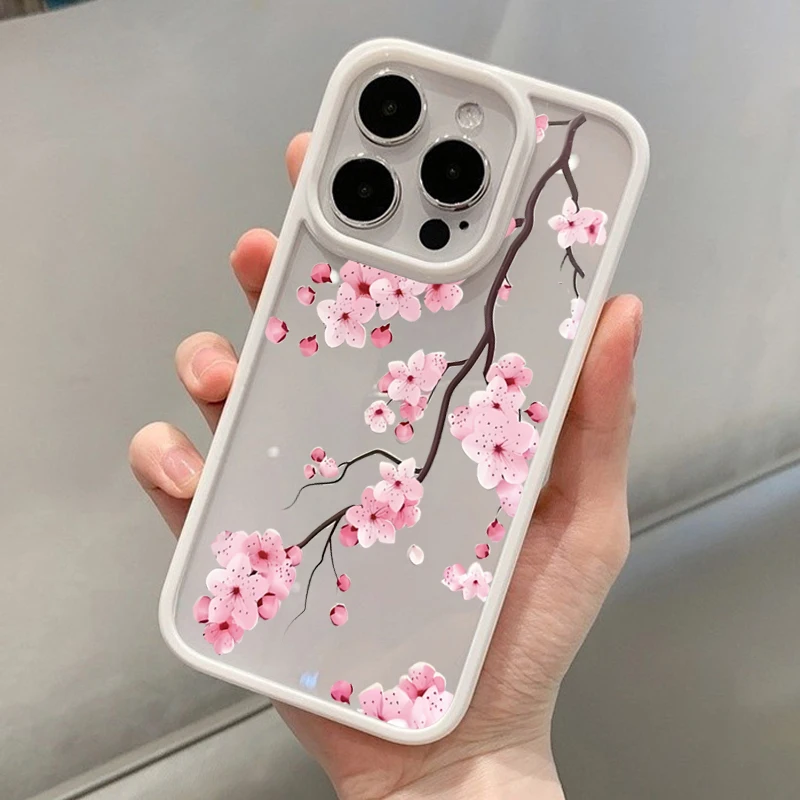 Charming Pink Cherry Blossom Clear Phone Case - Elegant Floral Design Back Cover