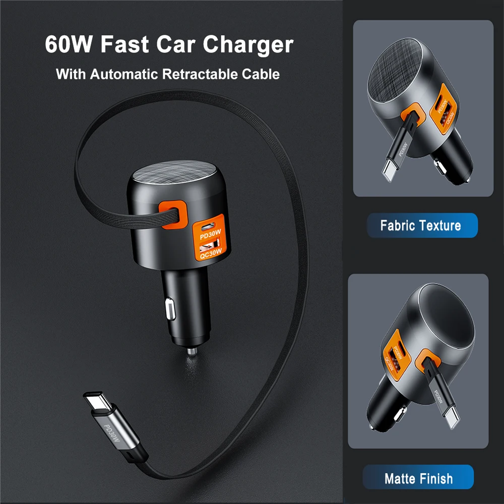 Fast Charging 3 in 1 USB Car Charger for Phones and Devices