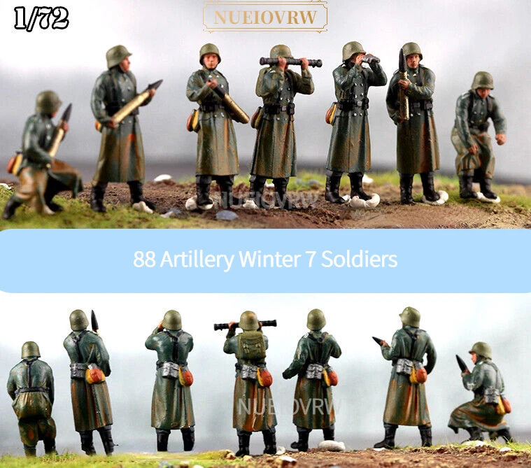 

1/72 Diorama Figure Model Soldier Model German 88 Gun 7 Man Crew Painted Resin Model Toy