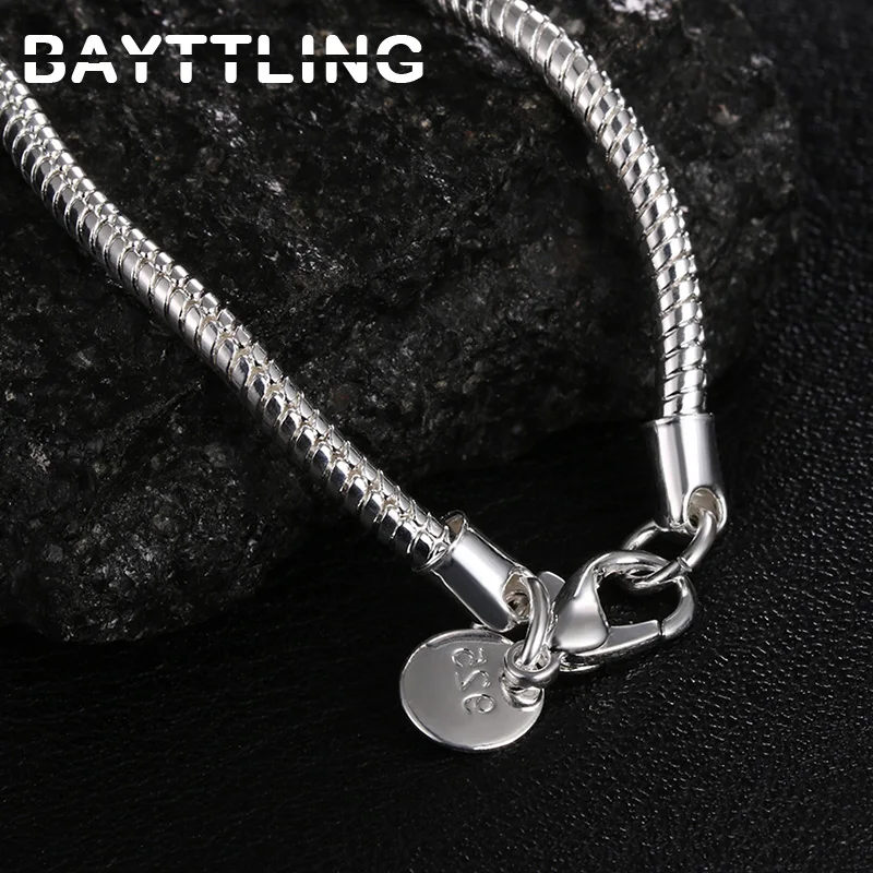 

Hot 925 Silver Mom Necklace 1/2/3MM 16/18/20/22/24/26/28/30 Inches Snake Chain For Women Men Fashion Necklace Gift Jewelry