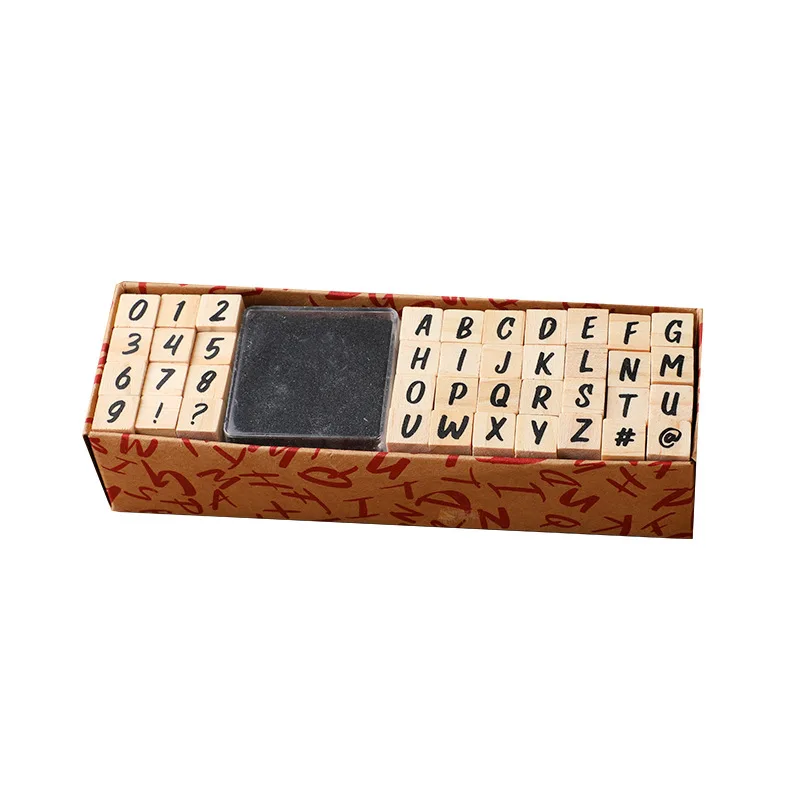 Basic Diary Set Typewriter Number and Letter Seal DIY Diary Wooden Seal 40 Pieces Assorted Stamp Set