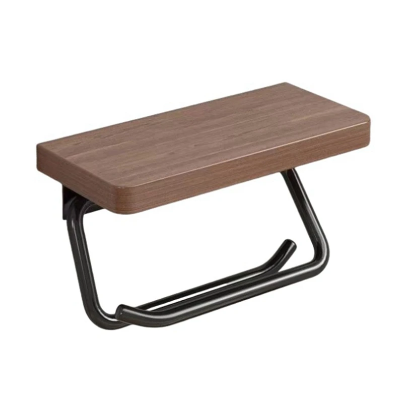 Double Paper Holder With Shelf Wood Wall Mounted WC Holders Toilet Paper Towel Rack For Bathroom Kitchen