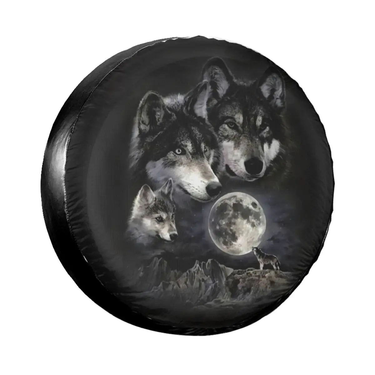 

Чехол для автомобильных колес Moon Wolf Pack, запасная Водонепроницаемая Пыленепроницаемая Крышка для колес с УФ-защитой, 14 "15" 16 "17"
