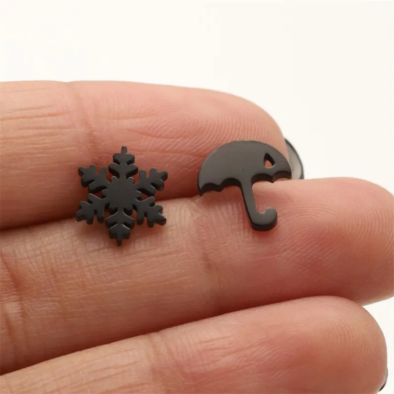 Mehrere Edelstahl-Tierohrringe für Damen: Modische Hirsch-, Vogel-, Katzenohrringe, Totenkopf-, Lotus-Ohrstecker, Knorpelpiercing-Schmuck – Detail 26