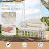 2-Person Hanging Hammock Chair, Boho Style Macrame Hammock Swing with Soft Cushions,  Indoor Outdoor Cotton Rope. 2