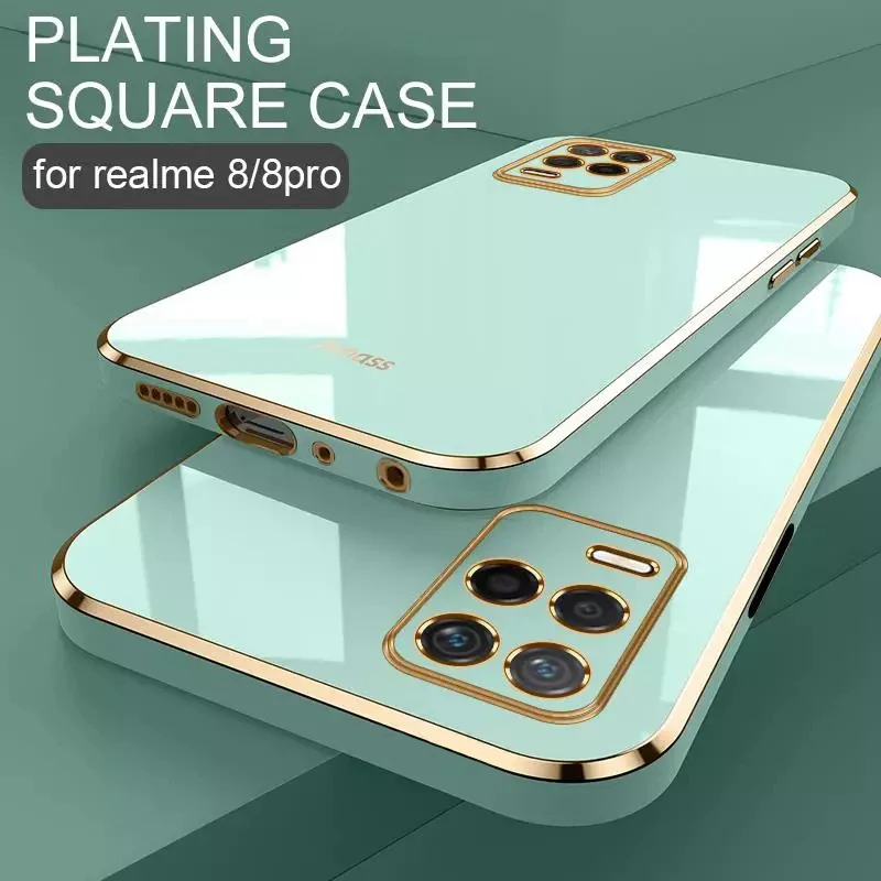 

Luxury Square Plating Case For Oppo Realme 8 Pro 4G Realme GT Neo 2 3 5 5i 6i 7i 8i 9i 9 Pro Plus C21y X2 XT X7 Soft TPU Cover