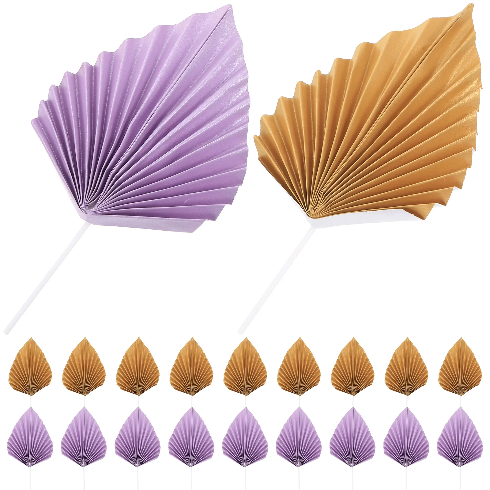 

20 Pcs Decor Folding Fan Card Cake Picks Decorative Inserts Dessert Toppers Jungle Decors Cupcake Bar Fruit Elder