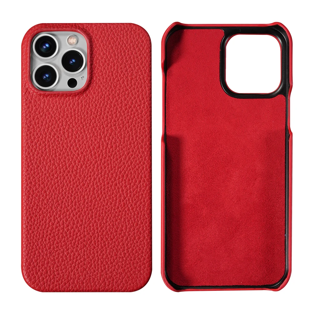 Luxury Lychee Genuine Cowhide Leather Shockproof Phone Case – Clearance Sale