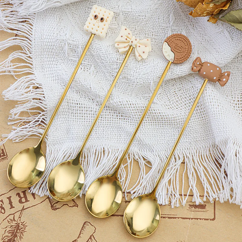 4Pcs/set Cartoon Stainless Steel Dessert Spoon Lovely Bow Coffee ...