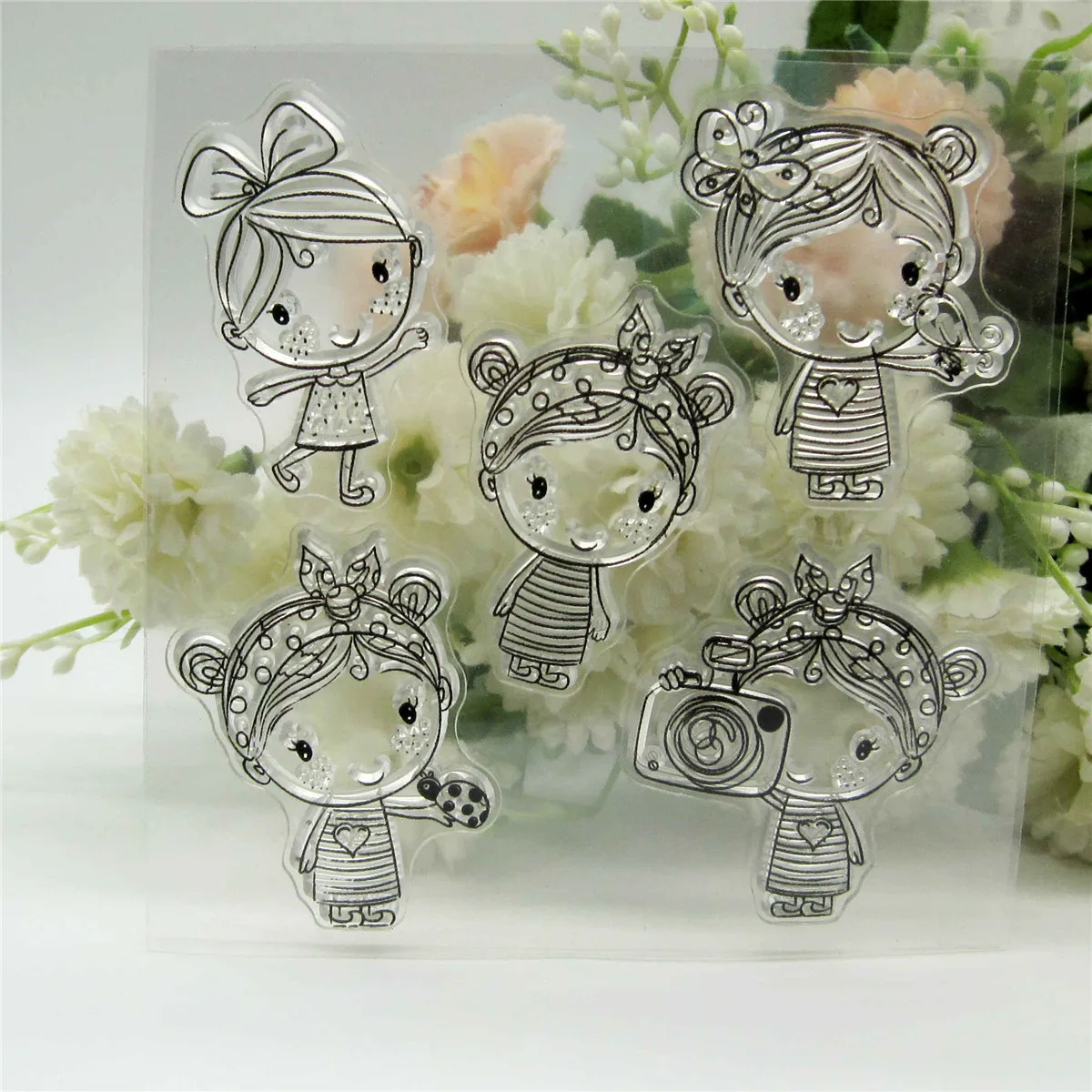 Beautiful Girl Transparent Silicone Stamp And Metal Die/Seal For DIY Scrapbooking/photo Album Decorative Clear Stamp Lace clear stamps clear rubber stamps