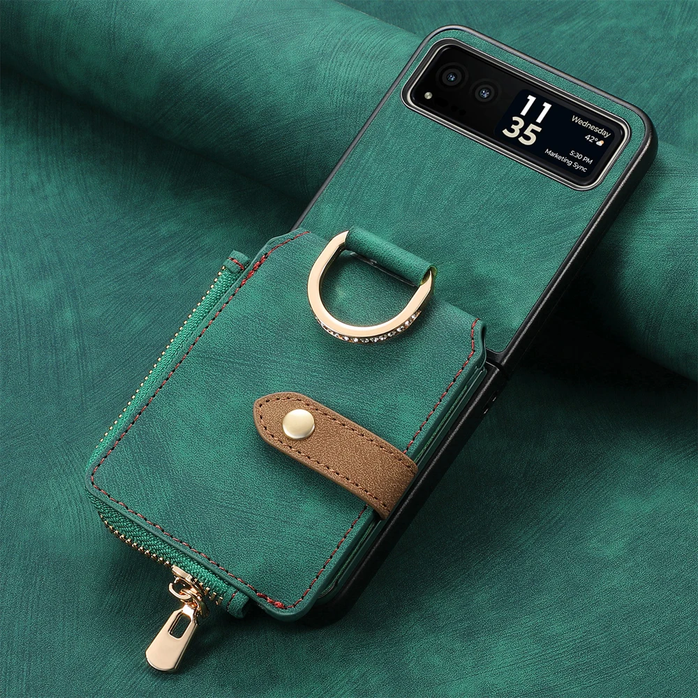 Luxury Leather Wallet Phone Case with Ring and Card Holder