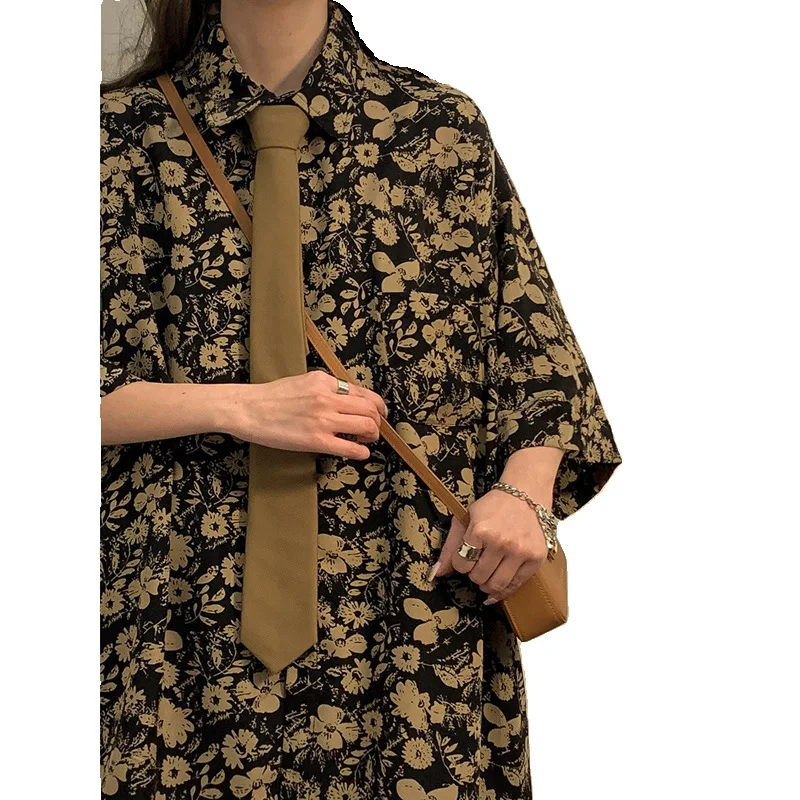 Brown retro tie women's fruit green coffee handmade casual shirt candy colored trendy versatile tie