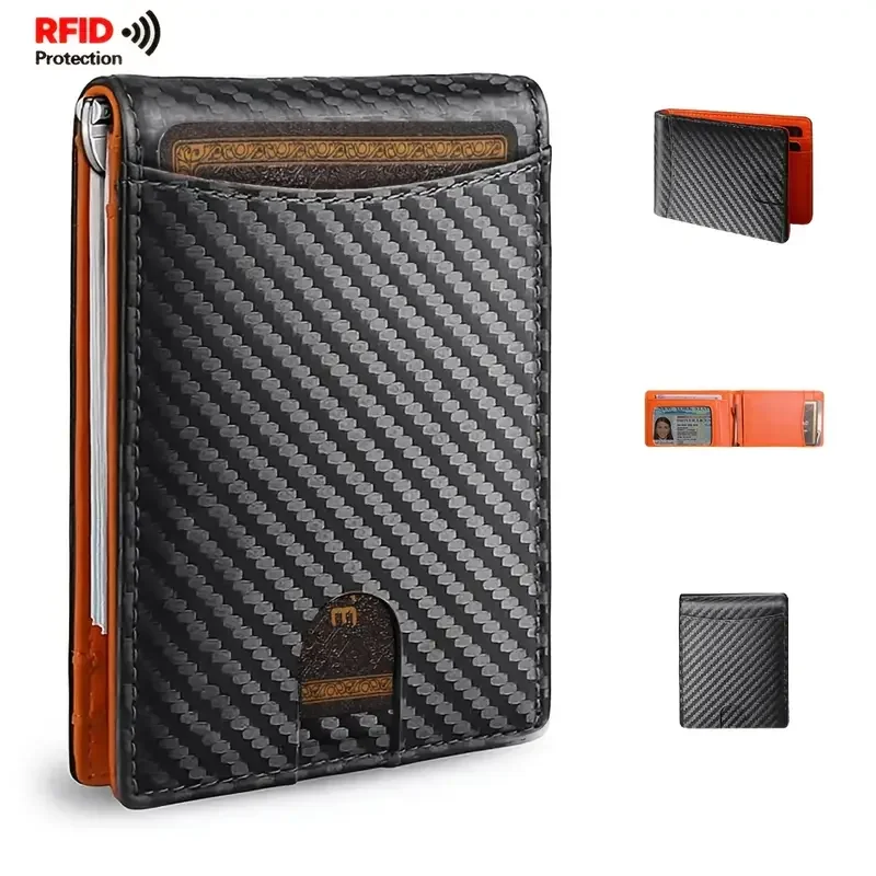 Rfid Carbon Fiber Men Wallets Money Bag Slim Thin Card Holder Small Short Purse Male Vallet Billfold carbon fiber wallet