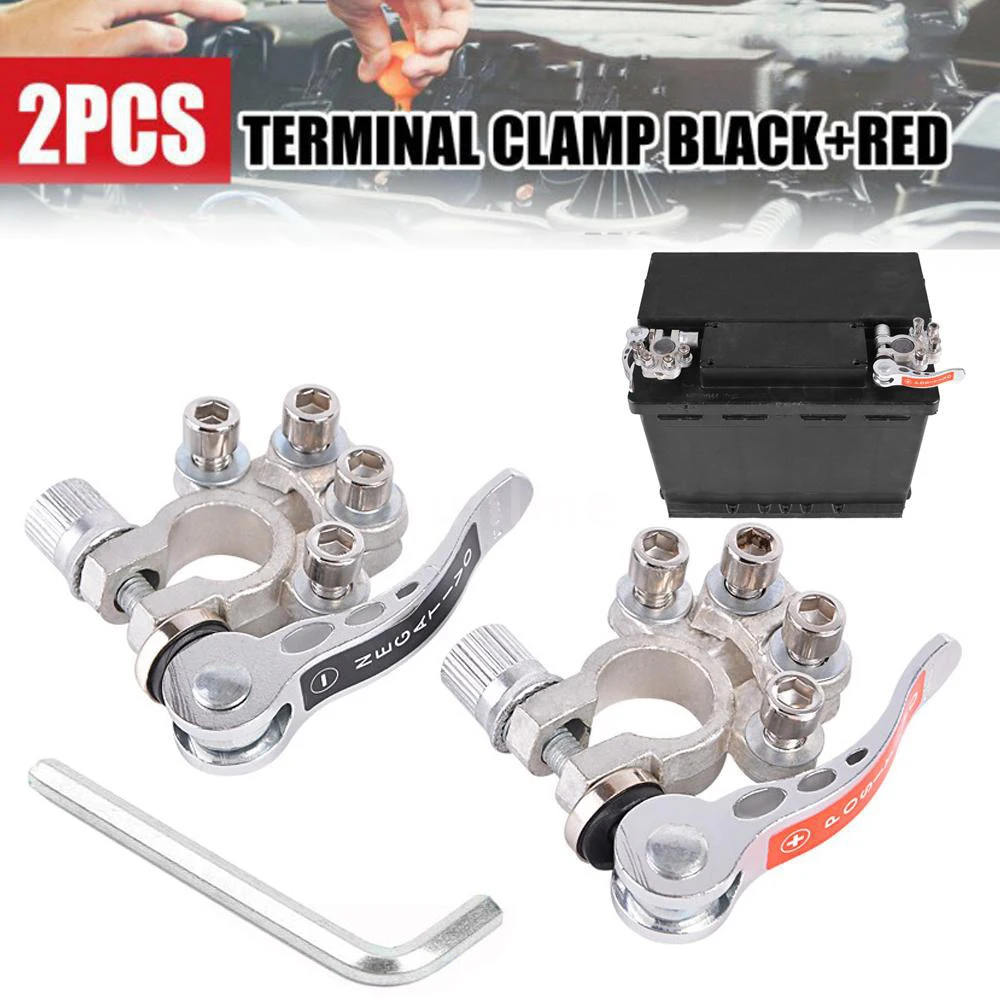 X AUTOHAUX 1 Pair Car Battery Terminal Connectors - Aluminum Alloy Positive & Negative Clamps - View #9