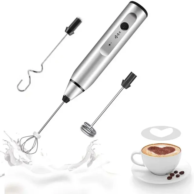 Montalatte portatile per schiuma, miscelatore per caffè ricaricabile tramite USB, mini frullatore regolabile a 3 velocità per la cucina domestica 6