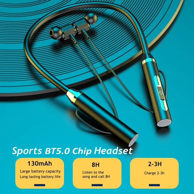 Wireless Headphones Bluetooth 5.0 Neckband Earphones Magnetic Sports Waterproof TWS Earbuds Blutooth Headset With Microphone Mic 2