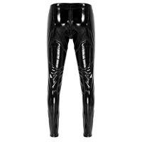 Male Motorcycle Tight Long Pants Two-way Zipper Crotch Sexy Trousers Fashion Patent Leather Skinny Pants Clubwear Leggings 5