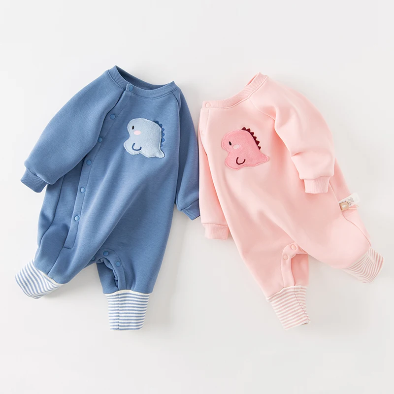 Dave Bella Baby Jumpsuit Creeper Bodysuit for Newborns 2023 Autumn Winter New Boys Girls Plush Romper Cartoon Lovely DB4237350 4