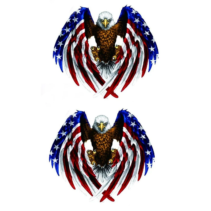 

2X Decal Sticker For Car Motorcycle Eagle With USA Flag