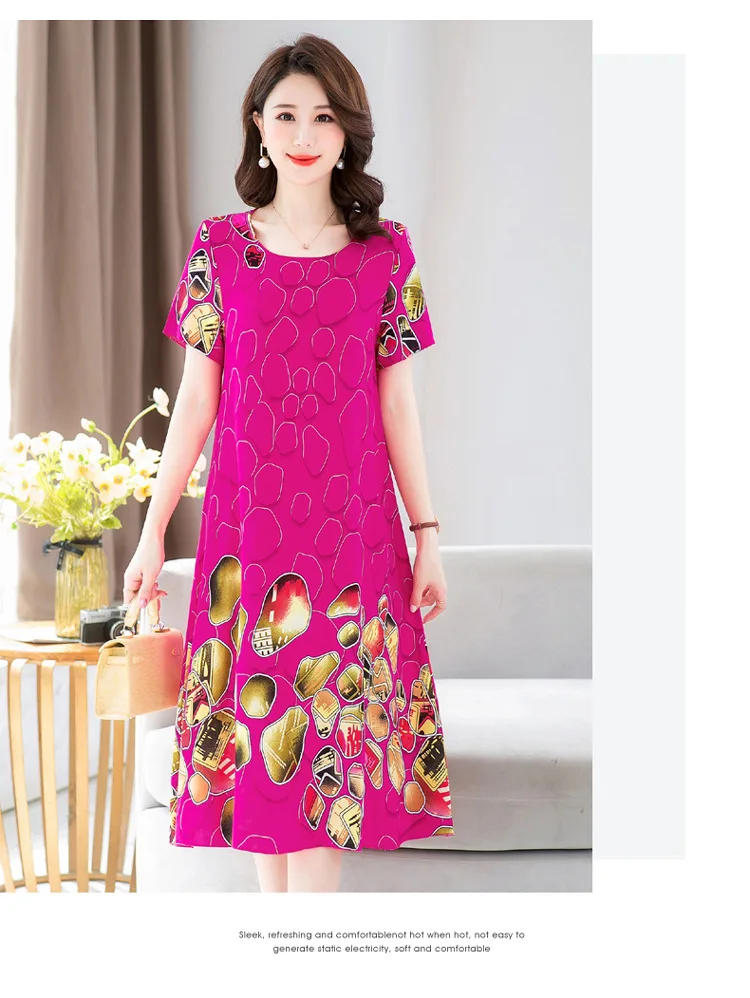 Neue Sommer Hause Kleidung Für Mütter Mittleren Alters Kurzarm Nachtwäsche Kleid Baumwolle Rayon Lange Nachthemd Frauen Nachthemden 5XL – Detail 31