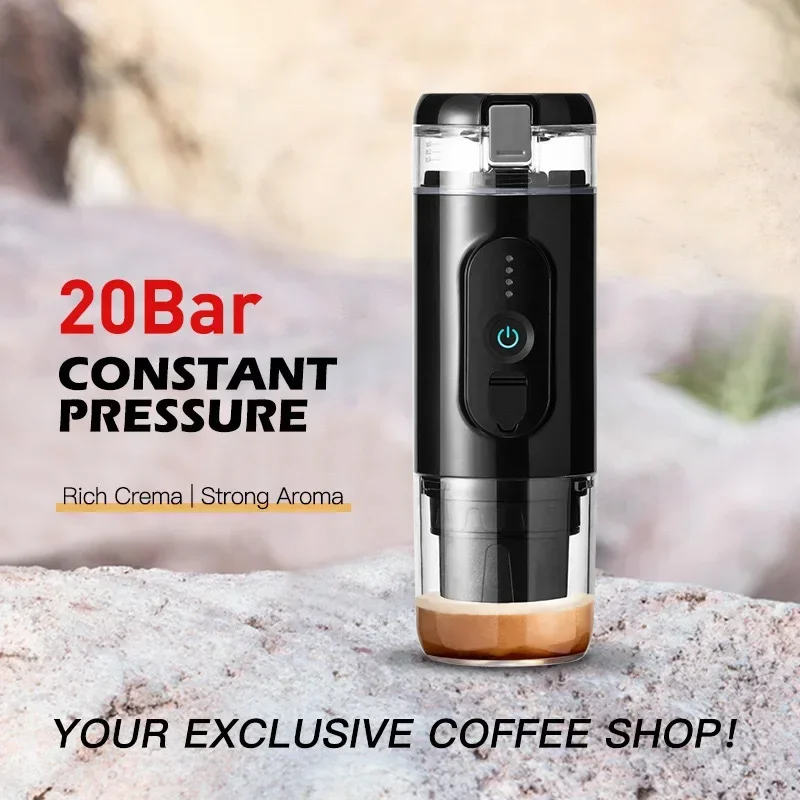 Portable Capsule Coffee Maker Heating Semi-automatic Travel Car Home Small Coffee Pot Battery Heating Outdoor Machine