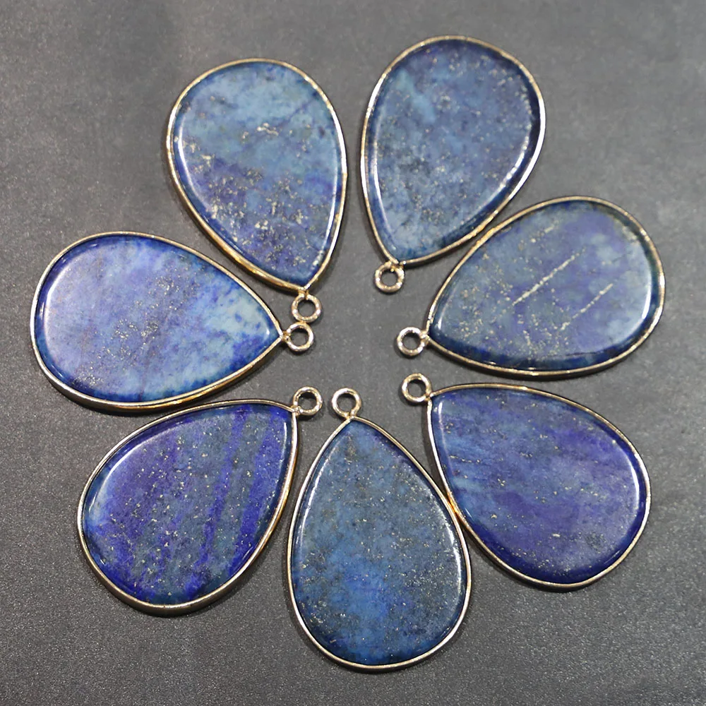Selling Natural Stone Flat Water Drop Necklace Pendants For Fashion Jewelry Making Diy Charms Earring Accessories Wholesale 8Pcs