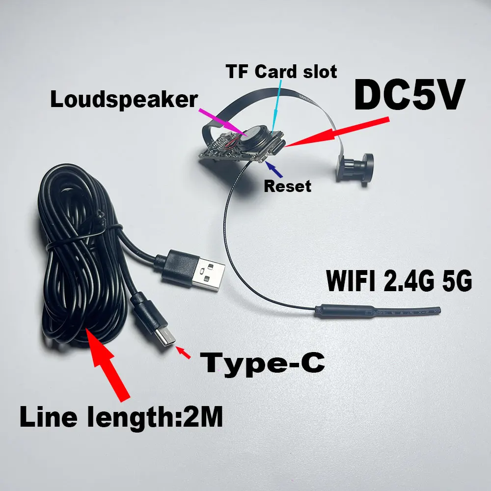 투야 미니 와이파이 PCB 카메라 광각 2.1mm 3MP 실내 온비프 내장 오디오 TF 카드 슬롯 IPC 스마트 보안 투야 앱 카메라