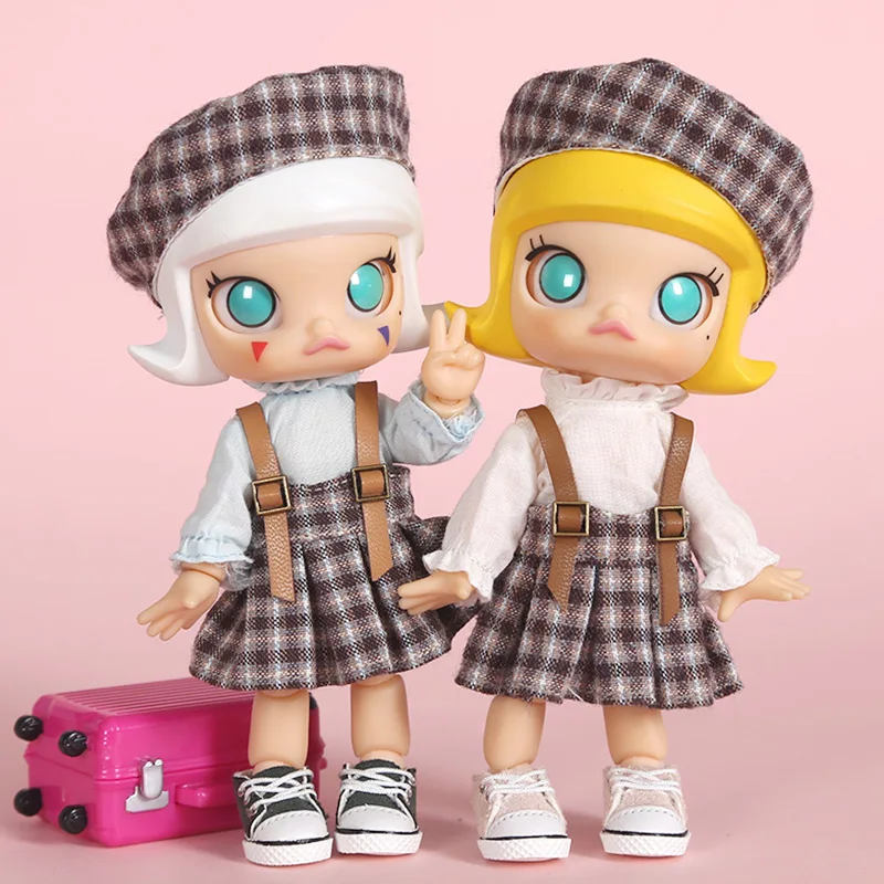 Ob11 Doll Kindergarten Set Grid Clothes School Uniform Hat Shirt Shorts For Obitsu11, Gsc, Molly, P9, Ymy, 1/12bjd Toy 2