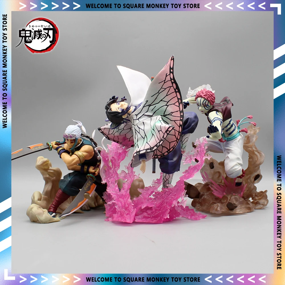 

14cm Demon Slayer Figure Uzui Tengen Akaza Kochou Shinobu Battle Double Knife Anime Figures Figurine PVC Statue Model Toy Gifts