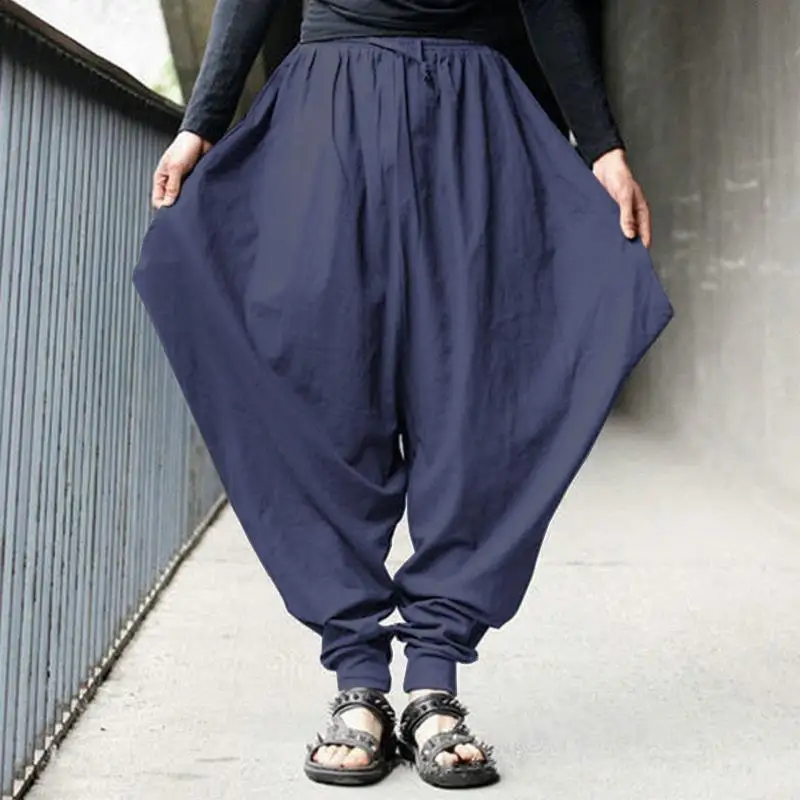 

New Men's Trousers Long Pants Retro Casual Fashion Design Square Cool Harn Novel Male Trousers Irregular Personality Men Pants