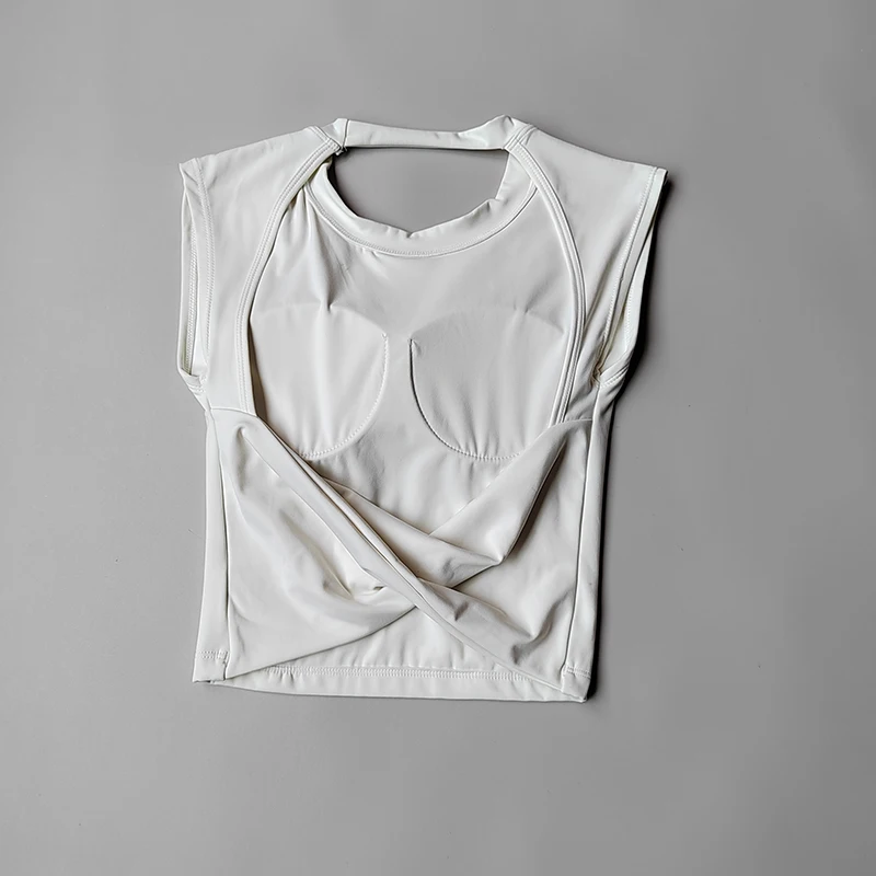 Women's Yoga T-Shirt – Breathable Backless Sports Shirt With Breast Support Tee